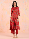 Likha Rust Diwa Dazzle Bandhani Printed A-line Kurta LIKKUR210