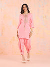 Likha Pink Garden Groove Shantoon Embroidered Kurta & Dhoti LIKSKD302 Co-ord Set (Set of 2)