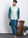 Sojanya Band Collar Straight Kurta & Churidar with Nehru Jacket