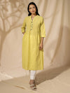 Likha Yellow Fit & Flare Cotton Kurta with Chevron detail LIKKUR105 - M