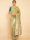 Soch Mustard & Gold Toned Woven Design Zari Silk Blend Tussar Saree