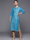 KSUT Women Blue Printed Straight Kurta