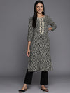 KSUT Black Printed & Embroidered Straight Kurta