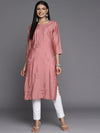 KSUT Peach Straight Sequined Kurta