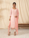 Likha Peach Chikankari Kurta Pant Dupatta(Set of 3) LIKSKD30 (Set of 3) - 2XL