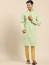 Amodh by Kisah Men Lime Green Kurta (Set of 2)