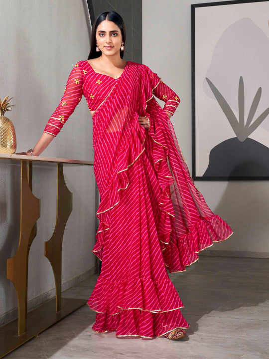 Tikhi Imli Leheriya Gotta Patti Saree