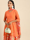 Anouk Orange Floral Printed Ready to Wear Lehenga & Blouse With Dupatta