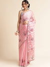 Fabmora Floral Embrodered Sequinned Organza Saree