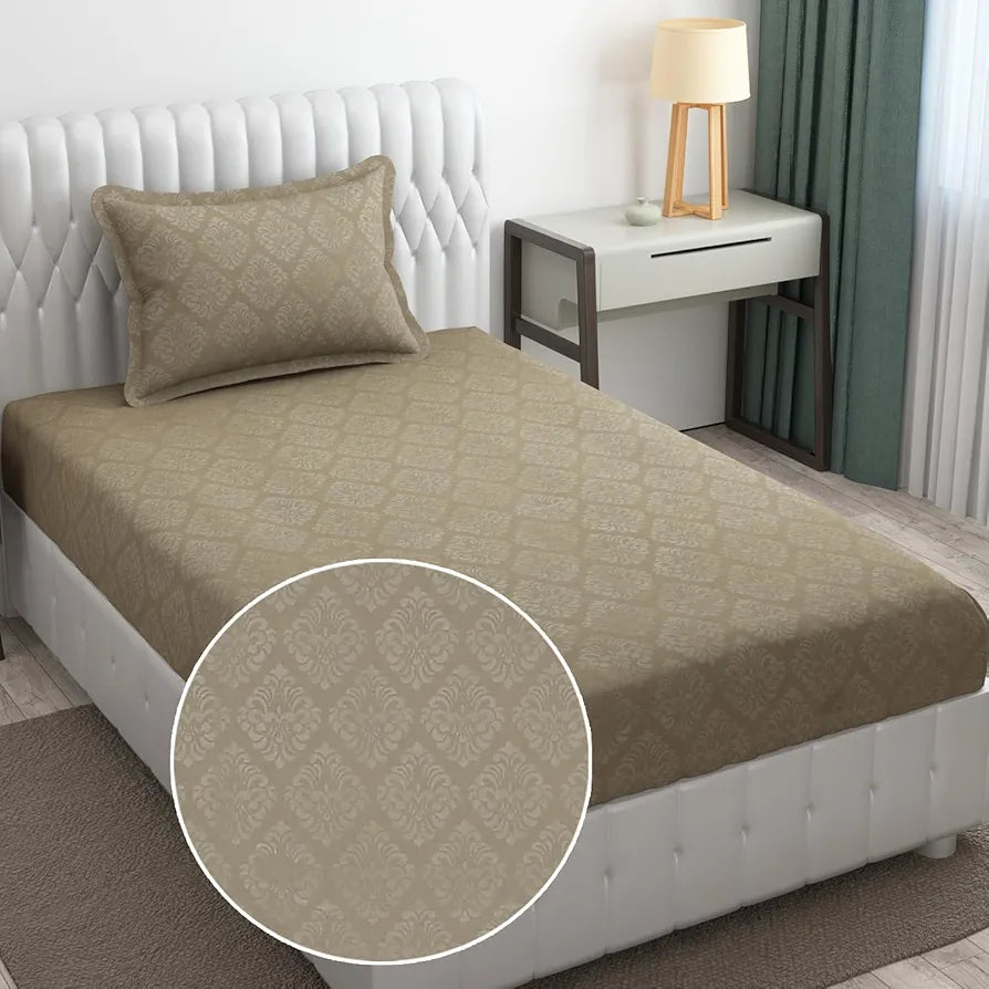 FRESH FROM LOOM Single Bed Bedsheet - Microfiber Rotary Printed, Hypoallergenic, Wrinkle Free with 1 Pillow Covers , 144 TC