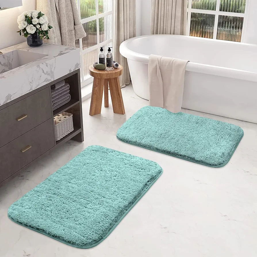 LUXE HOME INTERNATIONAL Bath Mat Super Soft Ultra Absorbent Rectangular Mat Microfibre 3200 GSM Door Mat For HOME/Kitchen/Bathroom/Bedroom/Kid'S Room Floor Mat  Pack Of 2, Blue