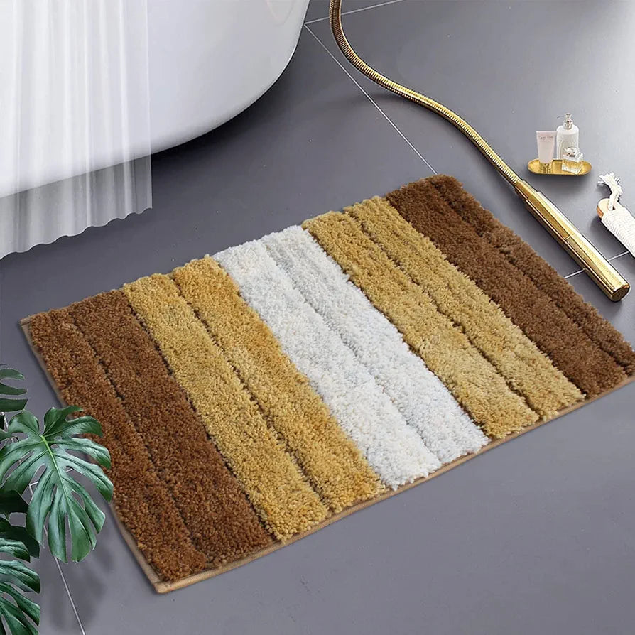 LUXE HOME INTERNATIONAL Microfiber Rectangular Bath mat Soft Anti Slip Skid Luxury Mats For Bathroom Door 40X60 Cm  Pc 1,Tobacco