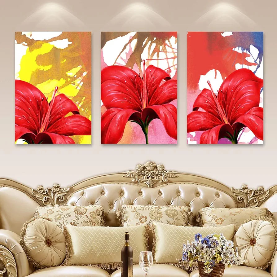 Rangoli MDF 3 Pcs Wall Poster 12x18 Inch Decorative Wall Art for Home, Office, Living Room. P-4, Design-20