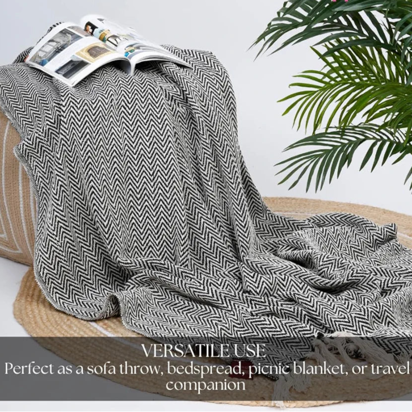 HOMADORN All Season Cotton Weaved Throw Blanket for Bed/Sofa 50x70 INCHES 