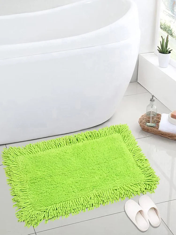 Saral Home Cotton Green Shaggy Mat 