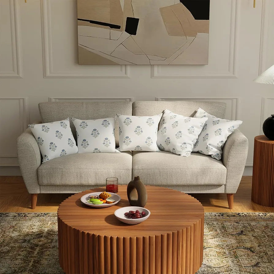 Urban Space Decorative Cotton 200 TC Cushion Cover Set Of 5, 16 Inch X 16 Inch Cushion Covers For Sofa, Bedroom, Living Room 