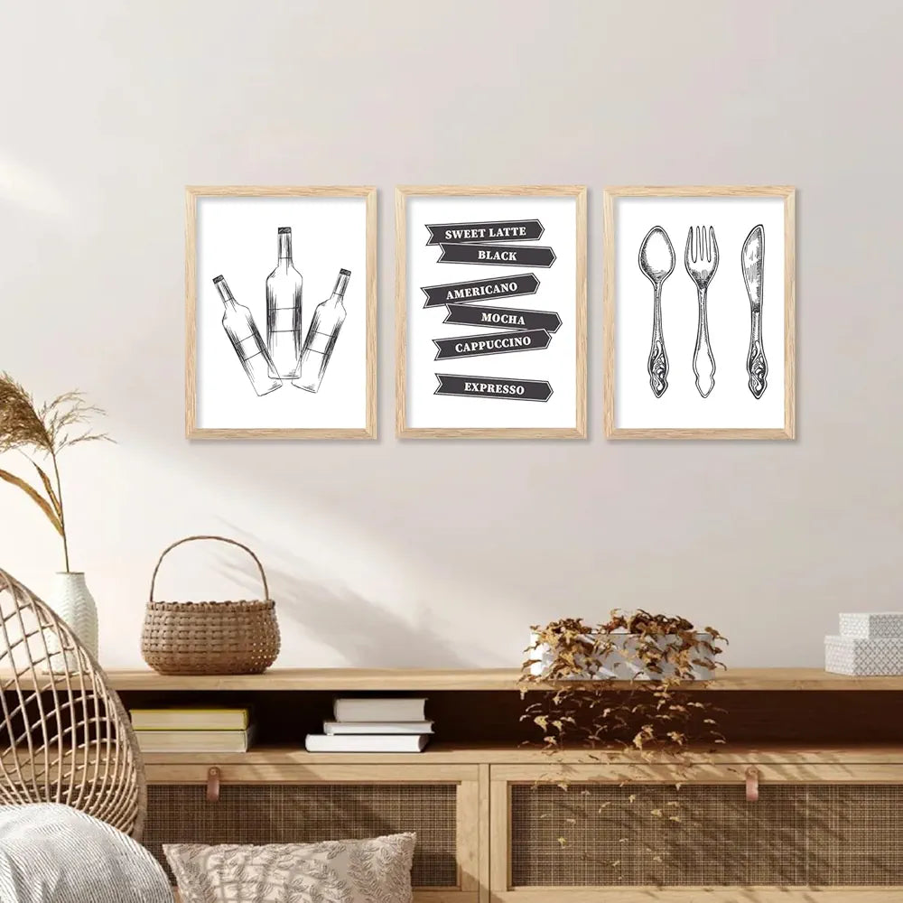 kotart Restaurant Theme Digital Painting for Kitchen Restaurant Cafe Wall Decoration - Minimal Wall Art Prints for Dinning Room Decor 