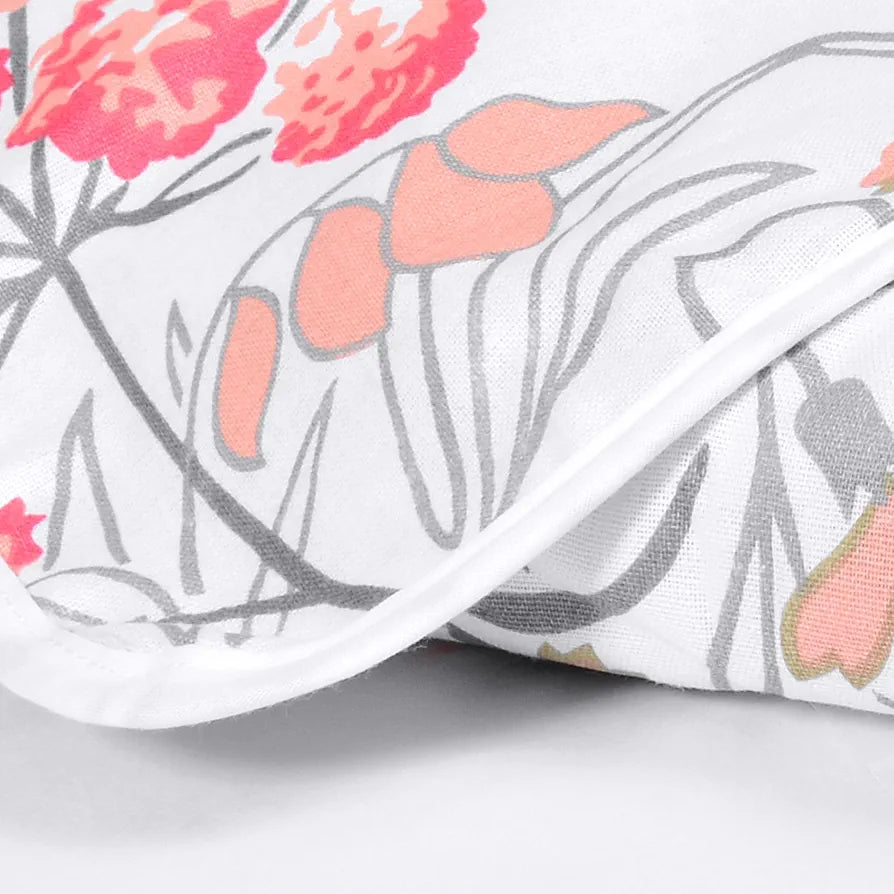 Divine Casa Floret 100% Cotton Single Kids Dohar | 120 GSM | Soft & Lightweight Throw Blanket | Cozy & Breathable Bedding | All-Season Comfort | 140 x 100 CM, Floral Blush