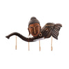 Ecraftindia Buddha Head on Elephant Trunk Wrought Iron Key Holder | Red and Brown