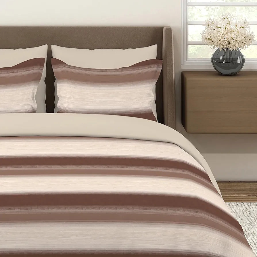 Layers Duracount Bedsheet Set for All Seasons - Lightweight, Moisture Absorbent, Machine Washable & Easy to Care - Gift for Housewarming & More - 225 CVC - King Size 