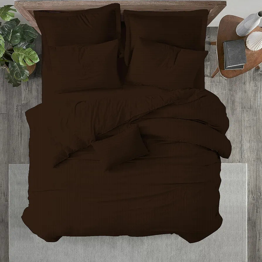 Trance Home Linen Zippered 100% Cotton 200TC Satin Stripe King Size Duvet Cover Quilt Cover Blanket Cover Razai Comforter Cover with 2 Pillow Covers 