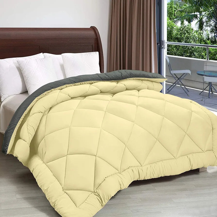 Cloth Fusion Reversible AC Comforter Set Double Bed 220 GSM,Soft Microfibre King Size Quilt Blanket for Winter
