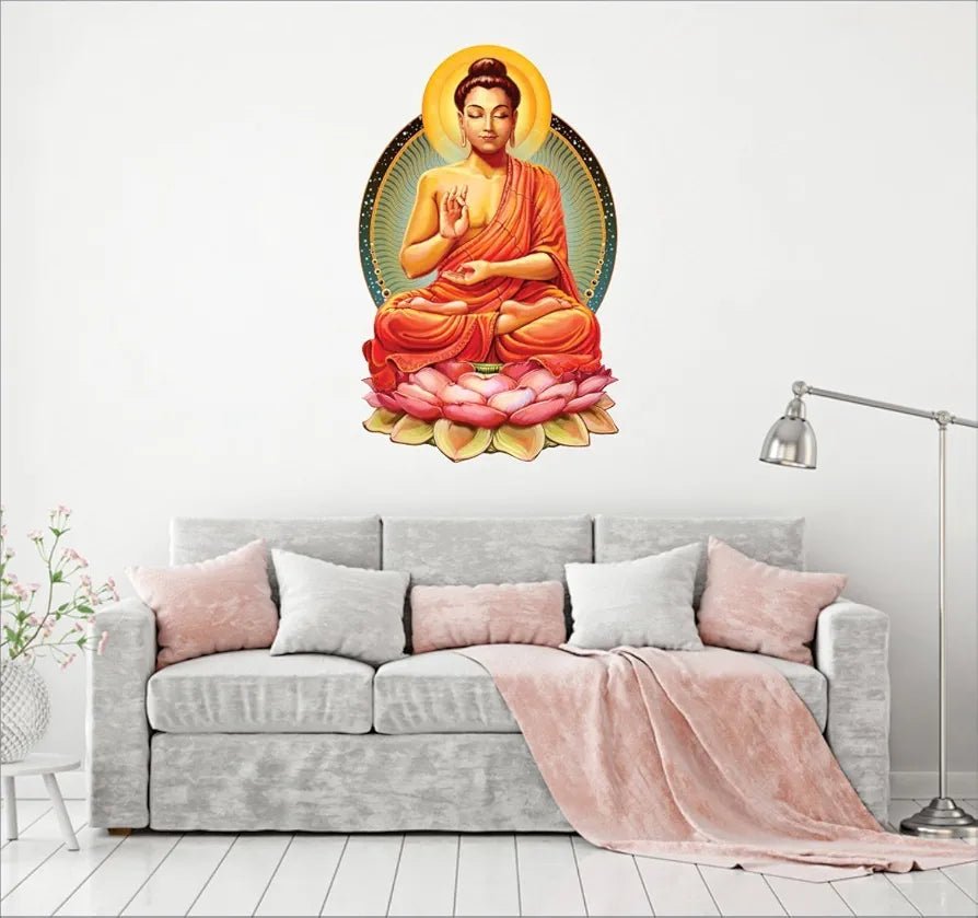 Meditating Buddha Wall Stickers for Home Living Bed Room | Multi-Colors 