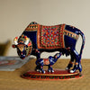 Ecraftindia Meenakari Cow and Calf Metal Figurine | Blue and Red
