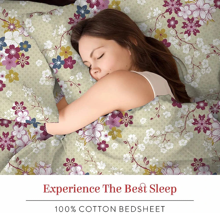 Layers Marigold 100% Cotton Bedsheet Set for All Seasons - Lightweight, Moisture Absorbent, Machine Washable & Easy to Care - Gift for Housewarming & More - 144 TC - King Size 