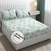 Fresh From Loom Floral Print 240 TC Microfiber Fitted King Size Bedsheet Set with 2 Pillow Cover Soft-Cyan