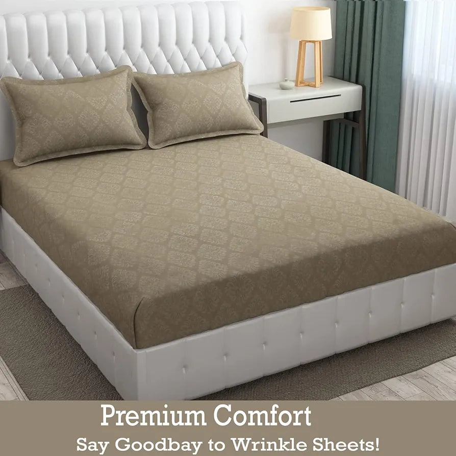 FRESH FROM LOOM Double Bedsheet King Size - Microfiber Rotary Printed, Hypoallergenic, Wrinkle Free With 2 Pillow Covers , 144 TC