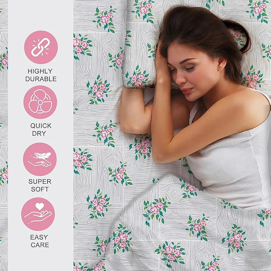 Zen Cotton Blend Double Bedsheet Set  | 1 Double Cotton Bedsheet & 2 Pillow Covers | Breathable & Anti-Wrinkle | 225 CVC | 