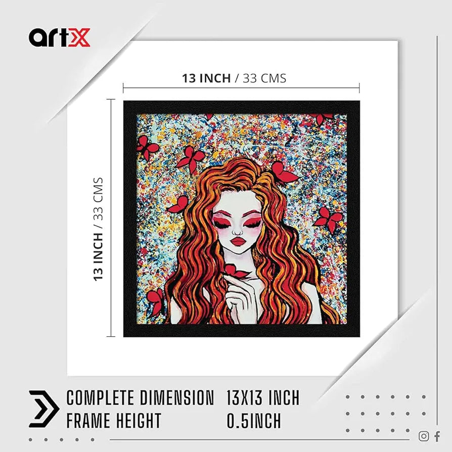 ArtX Paper Girl Wall Art Painting, Multicolor, Abstract, 13X13 in, Set of 1