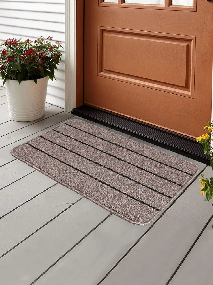 Saral Home Striped Soft PP Yarn Doormat Anti Skid Backing 
