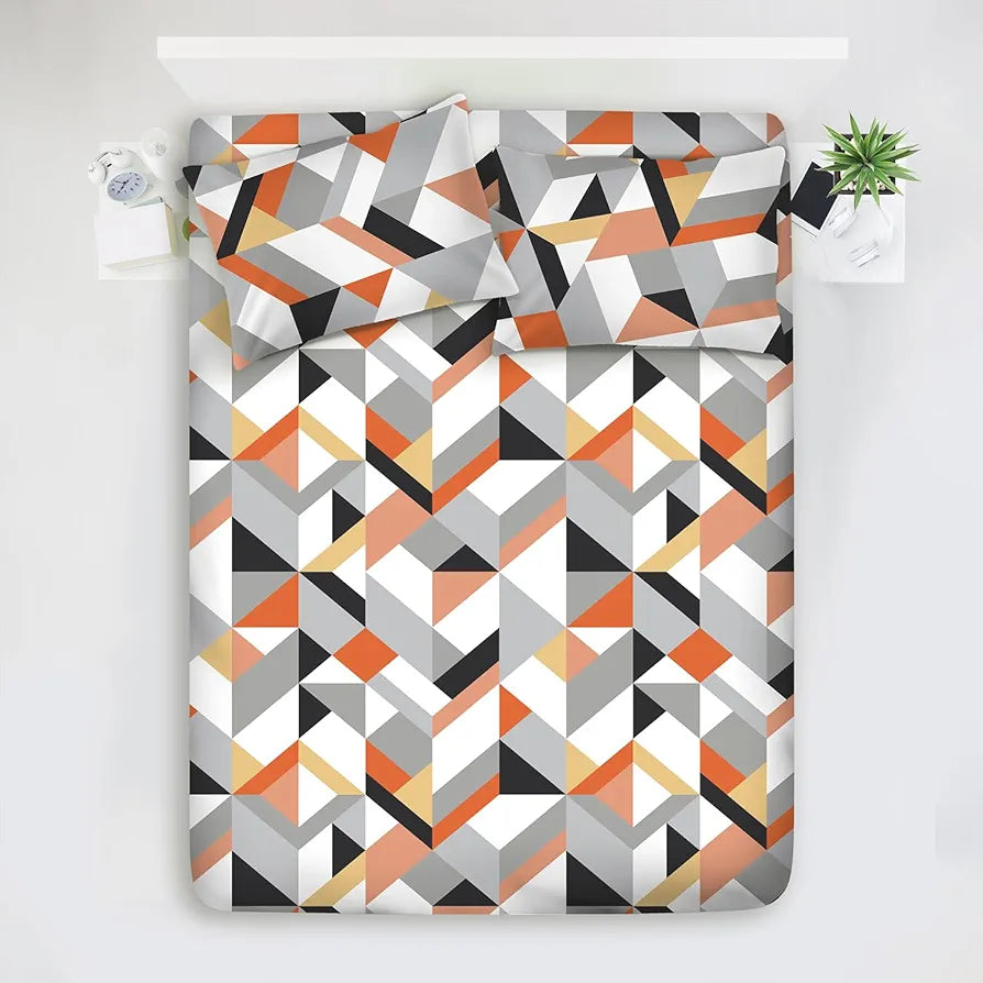 Layers Argos Bedsheet Set for All Seasons - Lightweight, Moisture Absorbent, Machine Washable & Easy to Care - Gift for Housewarming & More - 225 CVC - King Size 