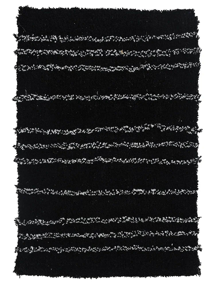 SASHAA WORLD Striped Microfiber Anti Slip Backing Bathmat 