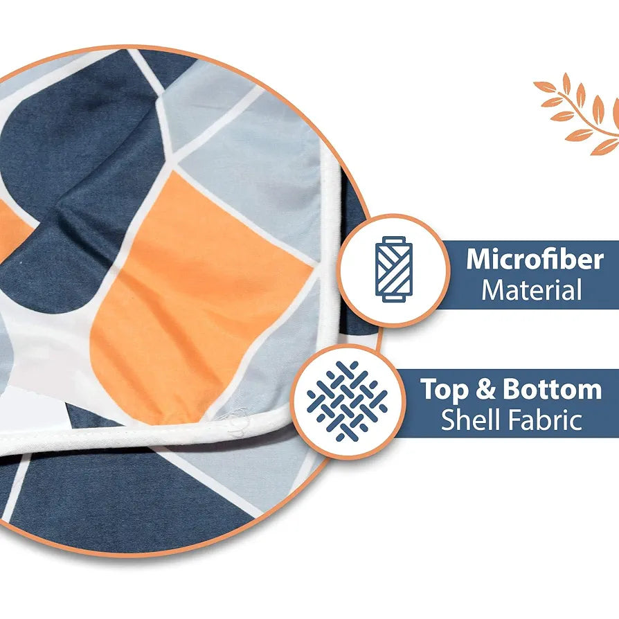 Divine Casa 120 GSM Microfiber Single Kids Dohar  | Soft & Lightweight Throw Blanket | Cozy & Breathable | All-Season Comfort | 140 x 100 CM | Geometric Pattern | Blue-Grey & Orange