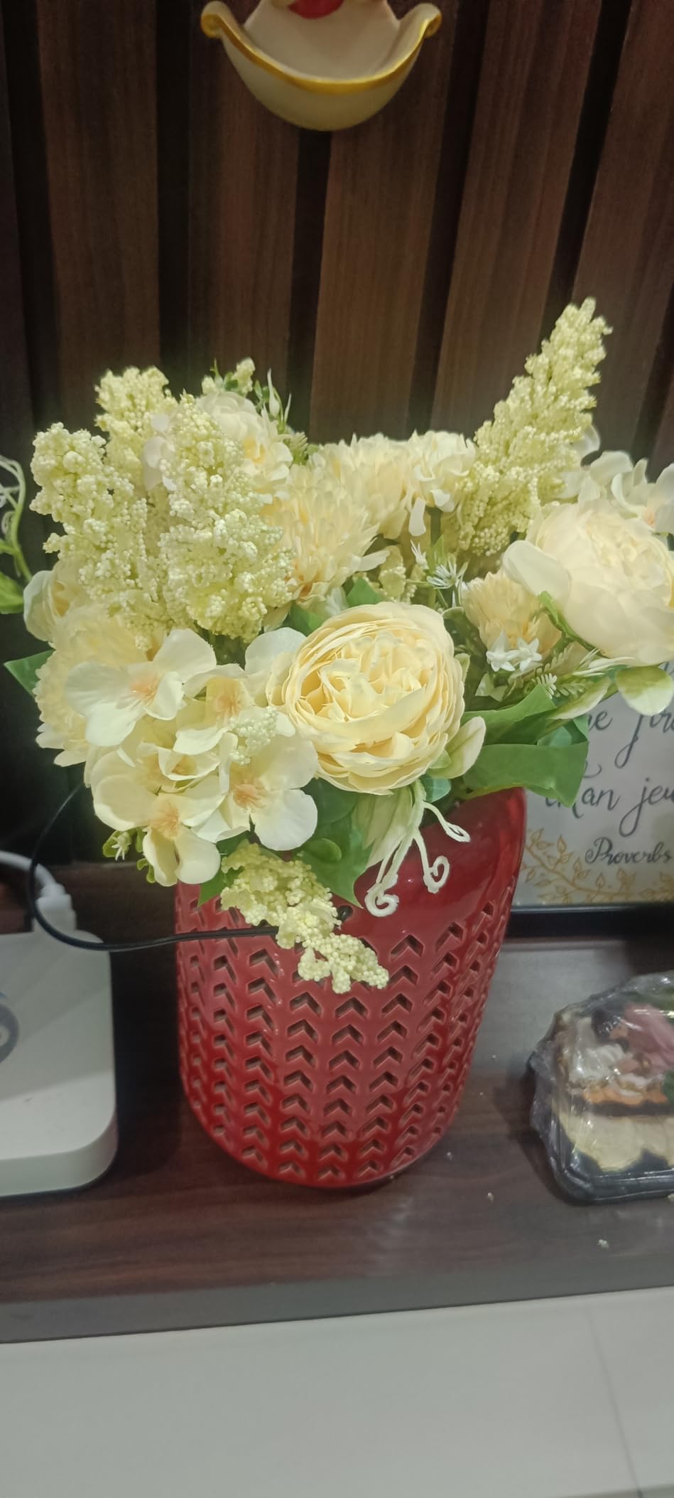 SATYAM KRAFT 1 Pcs Artificial Multiflora Flower Roses Fake Sticks Bunch Decorative Items for Home Decor,Bouquets,Bedroom,Living Room,Wedding (Without Vase)(Pink, Fabric)