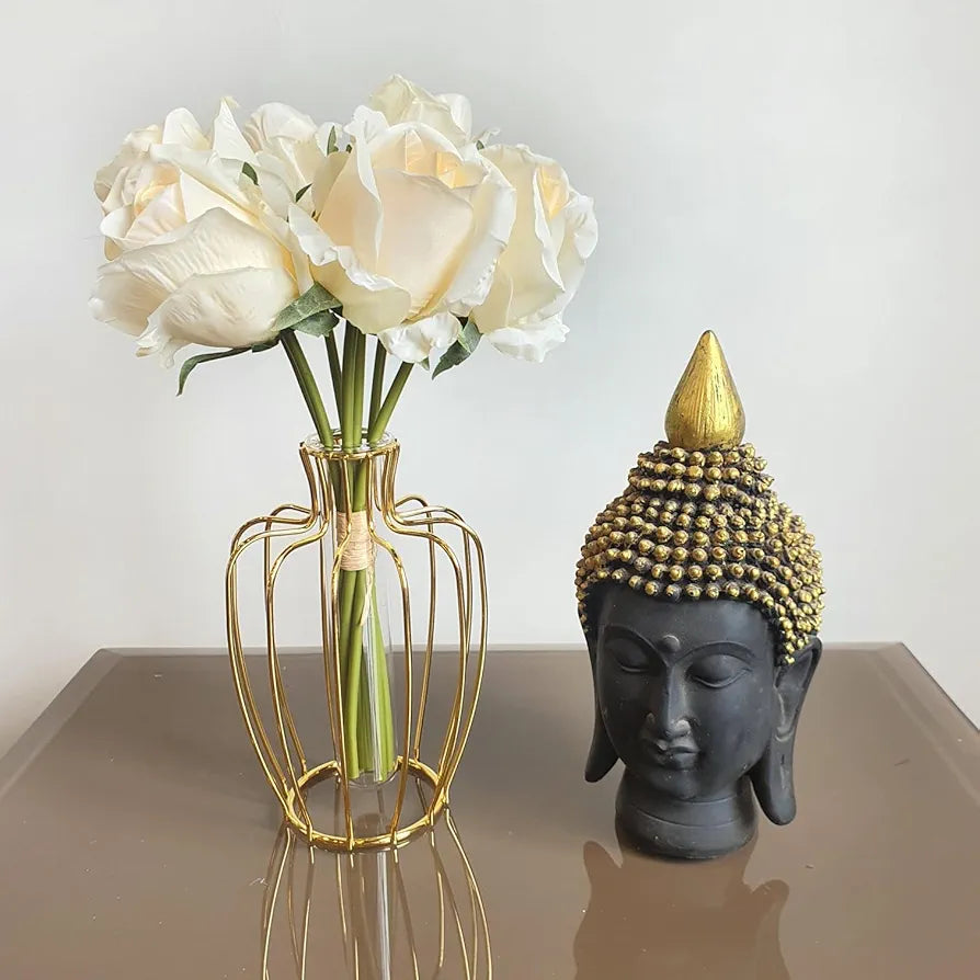 SATYAM KRAFT 1 Bunch Artificial Rose Flower Fabric Bouquet for Home Decor,Bedroom,Balcony, Wedding Decoration, Engagement Decor Items   