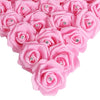 100pcs Pink Foam Rose Artificial Flower Bulk with Crystal 3in Real Looking Stemless Fake Roses