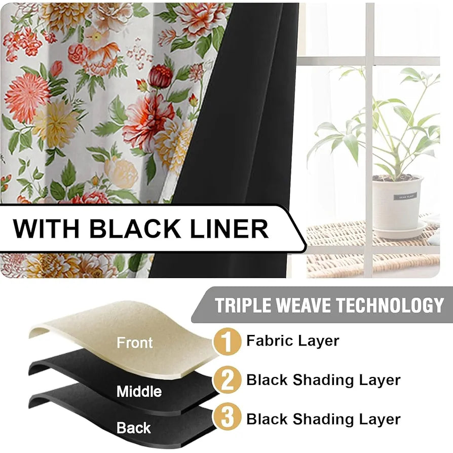 Cloth Fusion 100% Blackout Printed Premium Door Curtains 7 Feet Long Set of 2, Noise Reducing Blackout Parda 7 Feet with Grommet for Home Decor 
