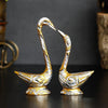 Ecraftindia Loving Golden Swan Couple Metal Handcrafted Decorative Figurine