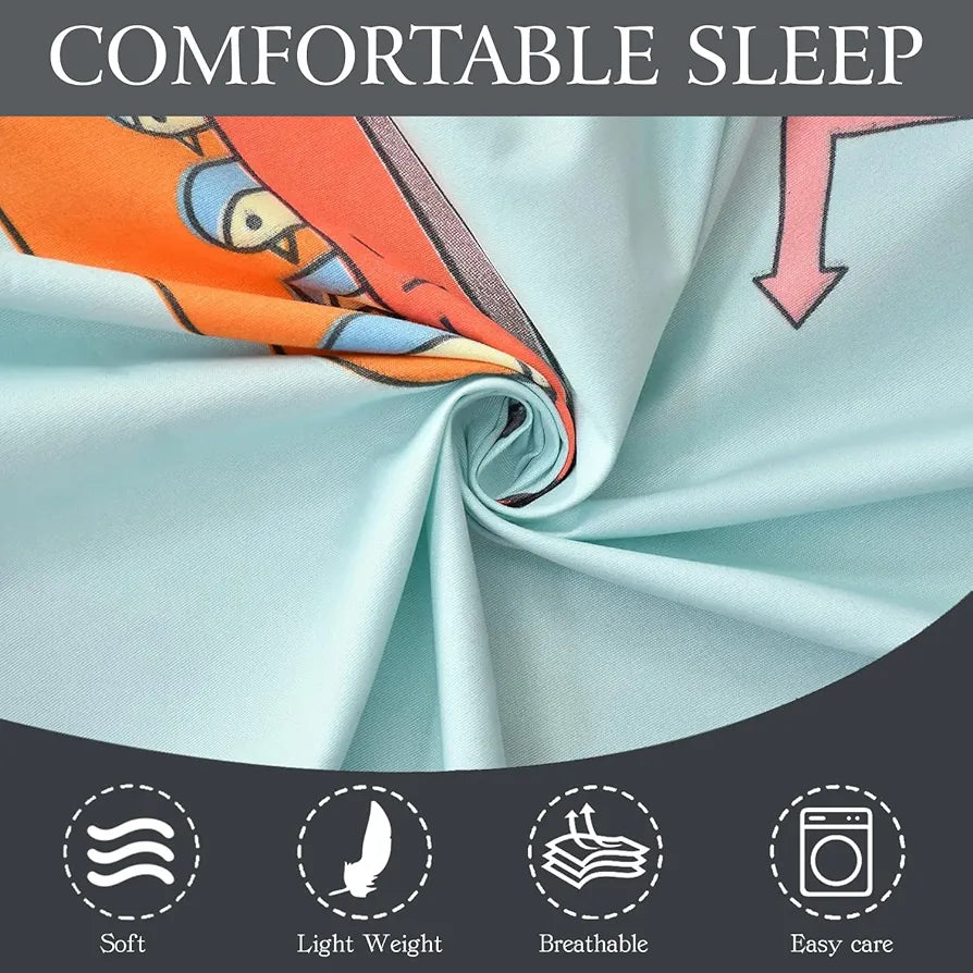 FRESH FROM LOOM Glace Cotton Wrinkle Free Soft Hypoallergenic Bed Sheet | Cartoon Printed | Single Bedsheet Kids Bedsheet For Boys & Girls Room With 1 Pillow Cover , 144 tc