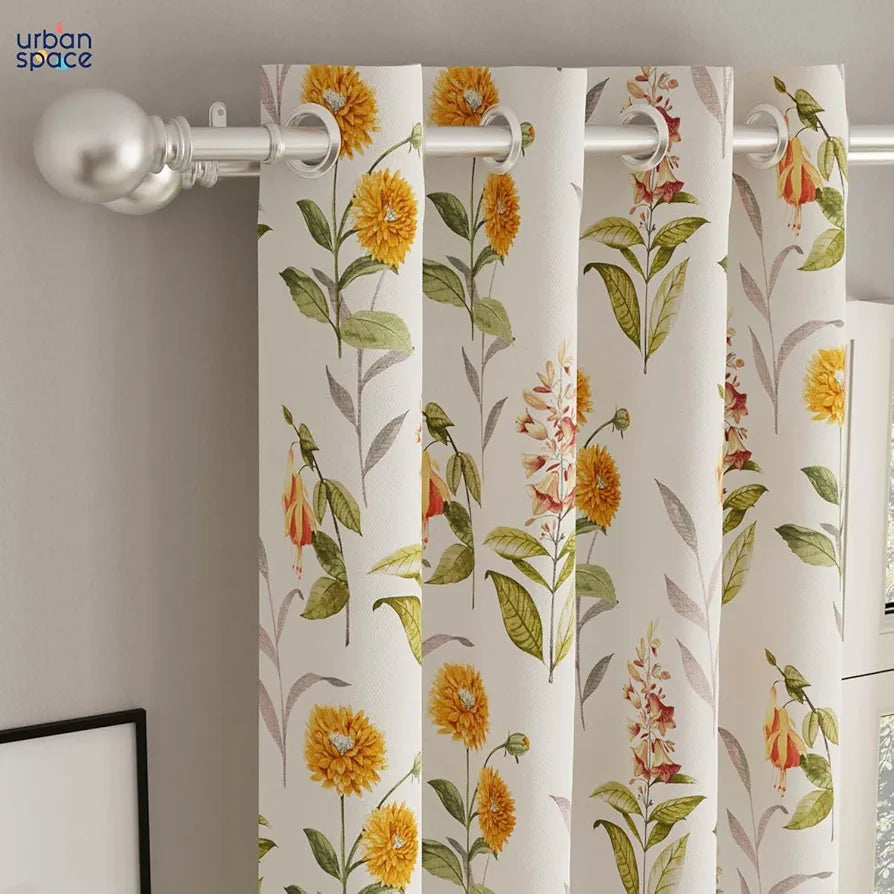 Urban Space Blackout Opaque Curtains 7 Ft Set Of 2 For Door,Digital Printed Curtains With Eyelets,80-85% Room Darkening Curtains For Living Room,Tieback Included