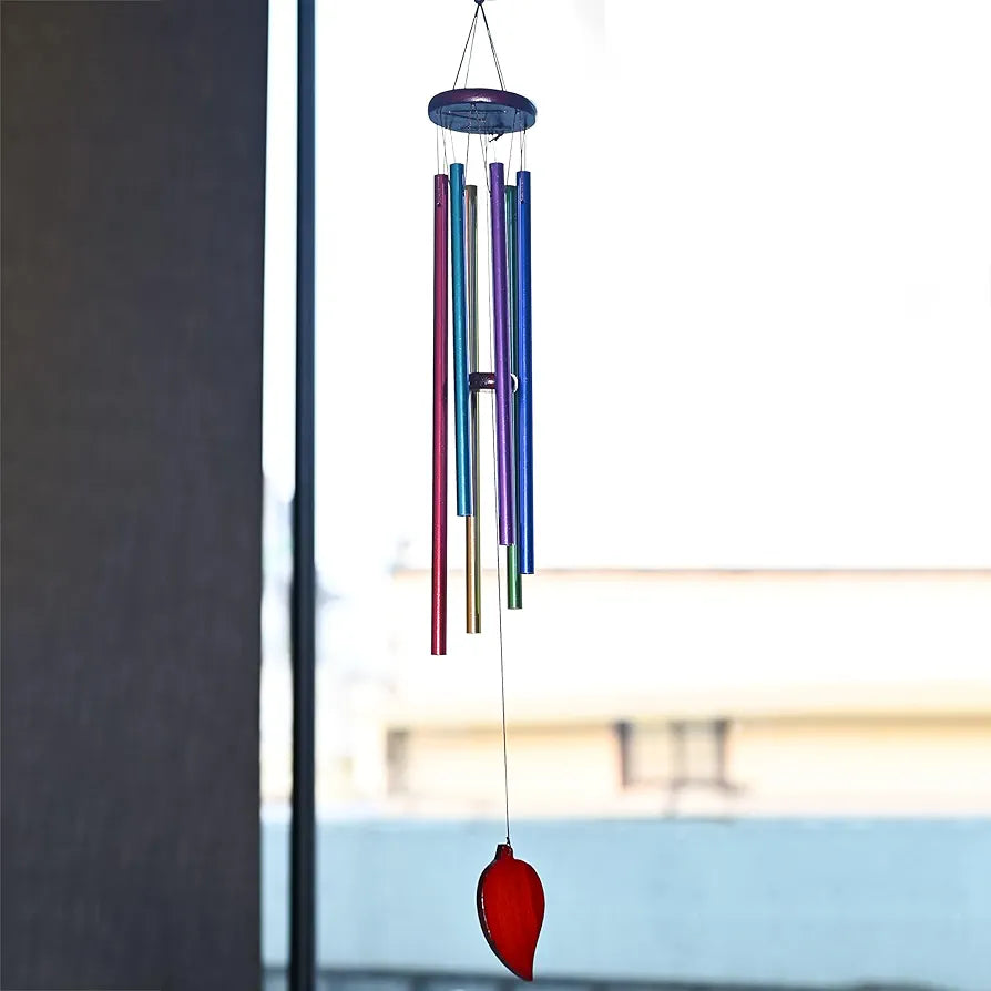 Hindcraft Wind Chimes for Bedroom and Hall – Home Decoration Items for Positive Energy, Hanging Bells Showpieces for Home Décor | Housewarming Gifts for Women and Living Room Décor, Multicolor 6-Pipe