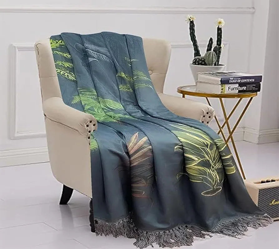 SAJAVAT HOME Hand-Knitted Pure Cotton 3 Seater Sofa Throw | Printed Steel Grey Throw for Living Room, Bedroom, Sofa & Chair | 70x50 Inches / 178x126 Cm | Pack of 1