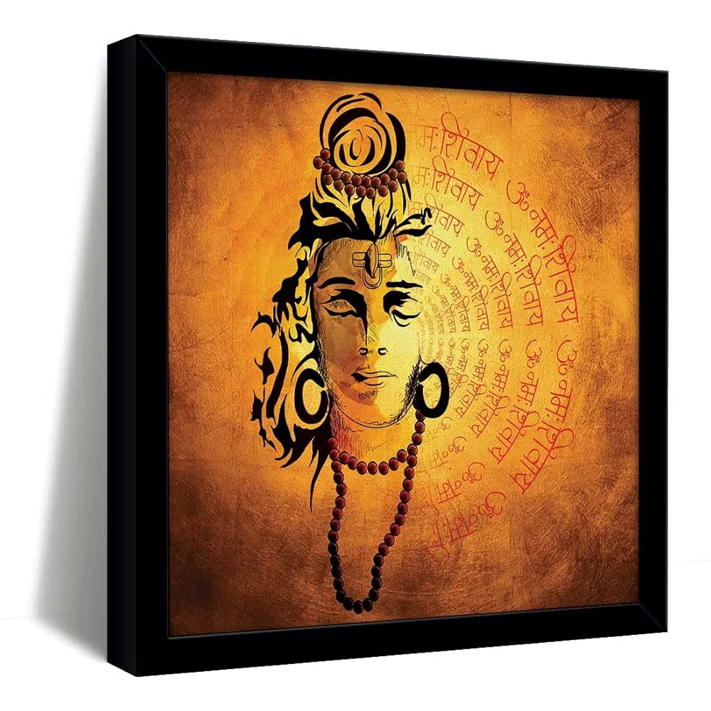 ArtX Shiva Mantra Big Canvas Painting For Living Room With Frame, Multicolour, Square, 24.0 x 24.0 inch, 2x2 Feet, Set Of 1