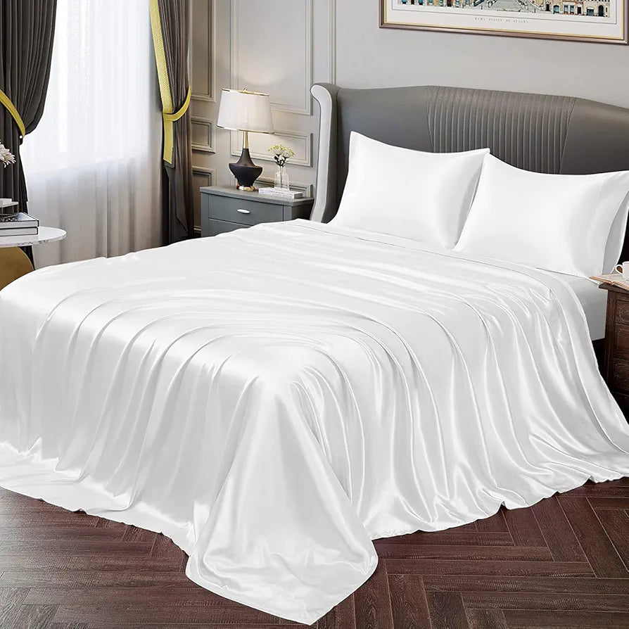 Cloth Fusion Satin Bedsheet for King Size Bed, Perfect for Romantic Night, Excellent Gift for All Celebrations, Set of 1 Satin Sheet 108