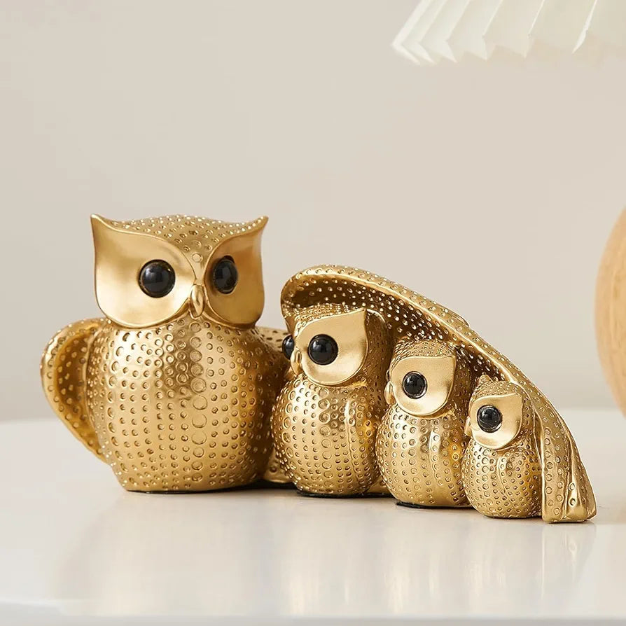 Xtore® Golden Owl Family  for Home Decor 