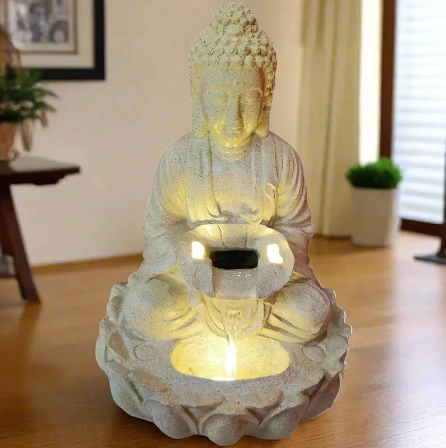 ALILA Meditating Buddha Statue Water Fountain for Home Living Room Decor Decoration Indoor Outdoor Gifting Items, 21inches/53cm